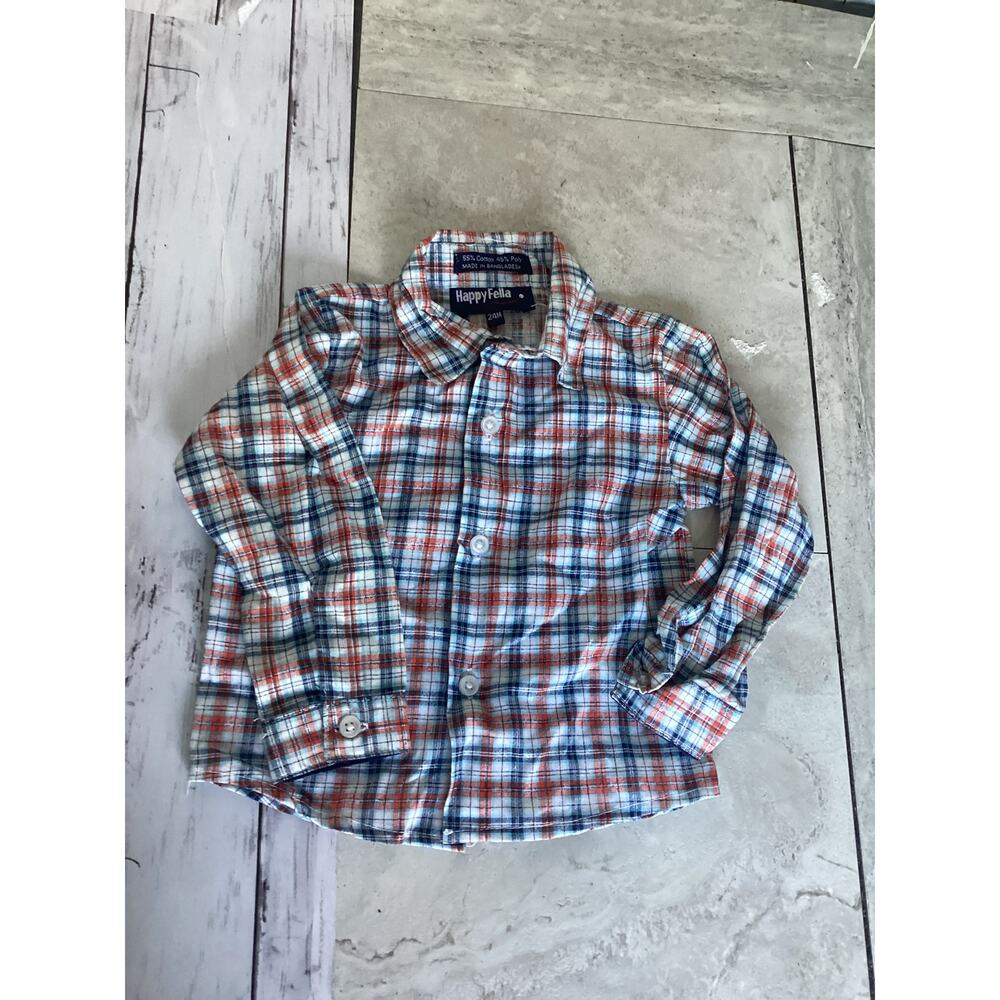Baby Boy Happy Fella Checkered Long-Sleeve Polo 24 Months